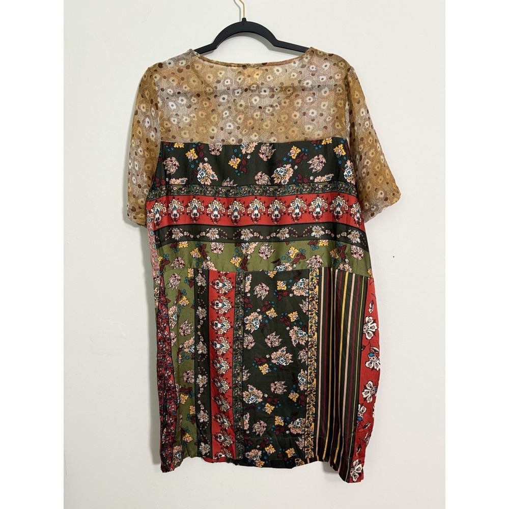 Anthropologie Tiny Patchwork Tunic Dress Sz S Boho Mixed Print Shift Oversized - Picture 8 of 9